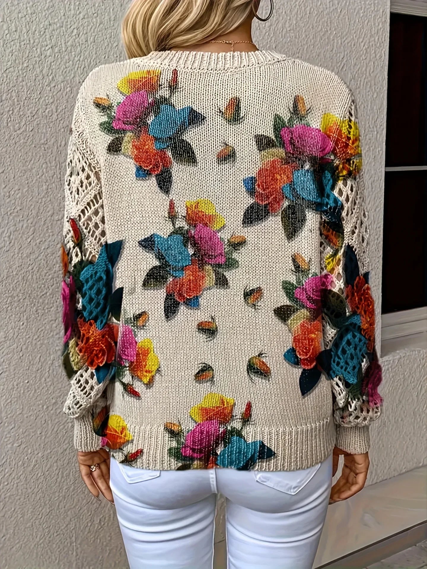 Bohemian Floral Print Sweater